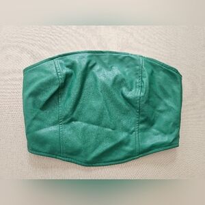 NWT Kendall & Kylie Green Vegan Leather Tube Top Size XS